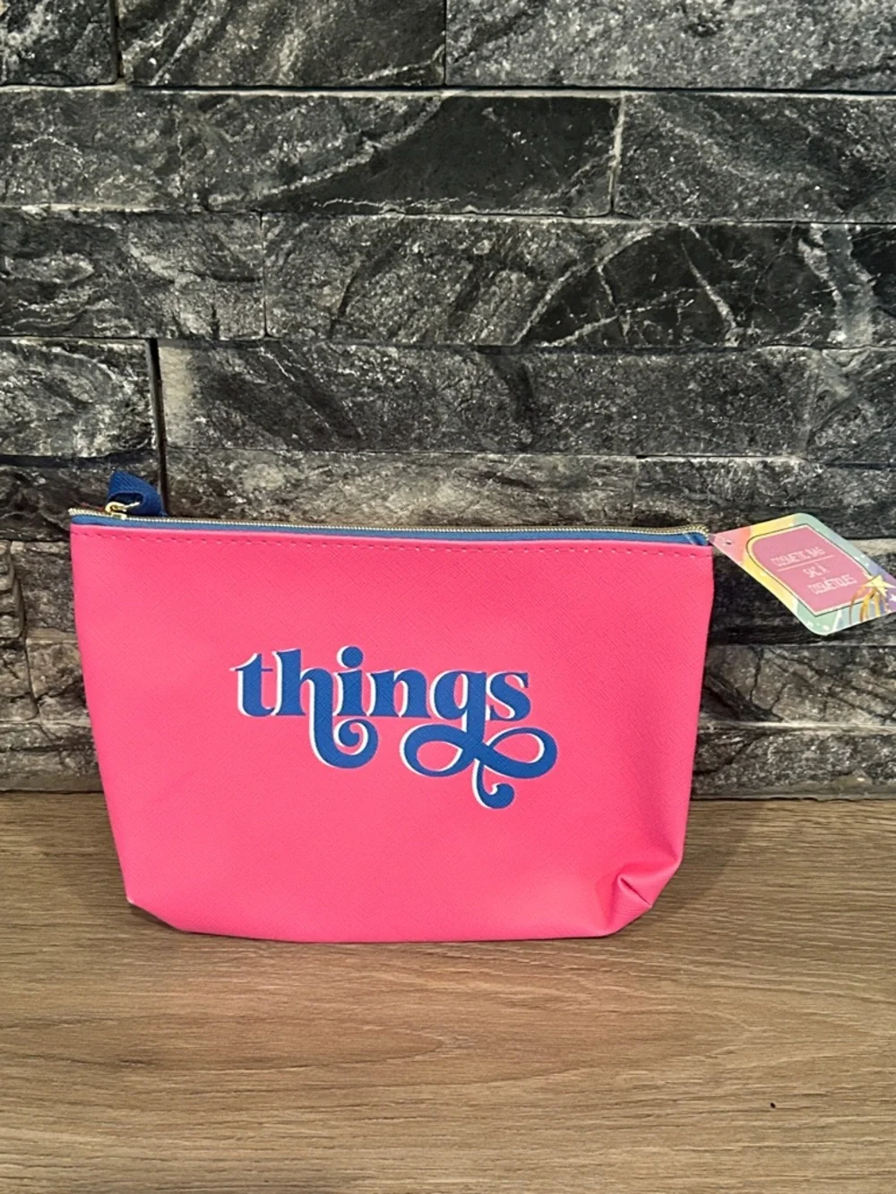 NWT Pink 'Things' Cosmetic Pouch - Stylish Women's Bag